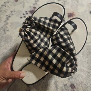 Tory Burch Black and White Checkered Women's Sandals